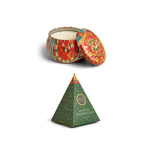 Aboriginal Art Xmas Merry Bush Berry Giftboxed Candle Tin  - The Gift