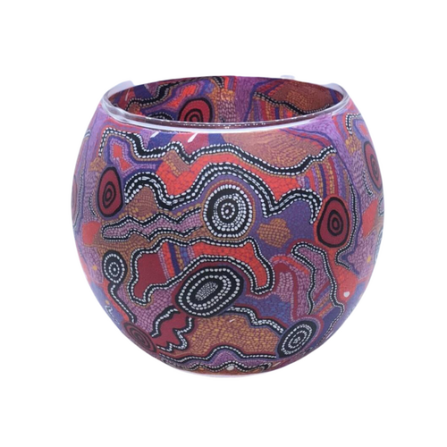 Otto Sims Tealight Candle Holder (11cm) - Warlukurlangu Aboriginal Art