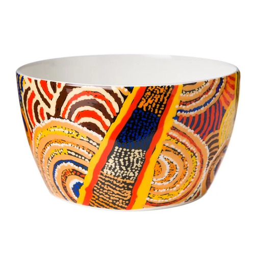 Papulankutja Aboriginal Art China Nut Bowl - Multju (Mulga Country)