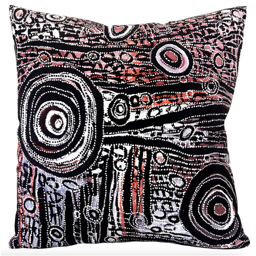Awelye (Purple) - Utopia Aboriginal Art Linen Cushion Cover (45cm x 45cm)