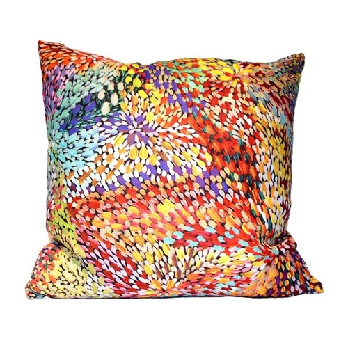 Firesparks - Utopia Aboriginal Art Poly-Linen Cushion Cover (45cm x 45cm)