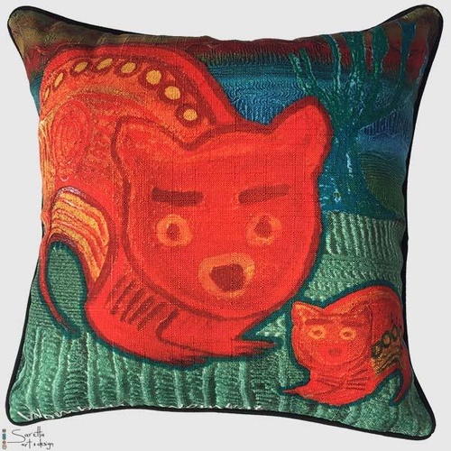 Saretta Aboriginal Art Totem Cushion Cover - Wombati (Wombat)