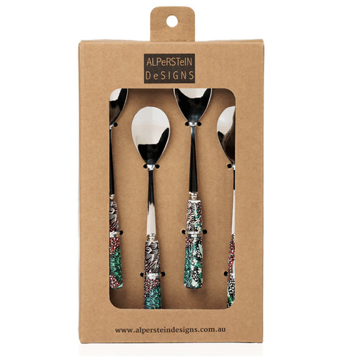 Coral Hayes Pananka Aboriginal Art Teaspoon (Set 4) - Gathering of Bush Bananas
