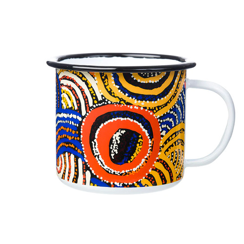 Papulankutja Aboriginal Arts Enamel Mug (350ml) - Mulga Country