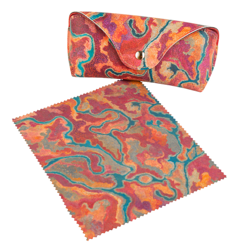 Koh living Aboriginal Art Hardcover Glasses Case/Lens Cloth - Pilbara Creeks