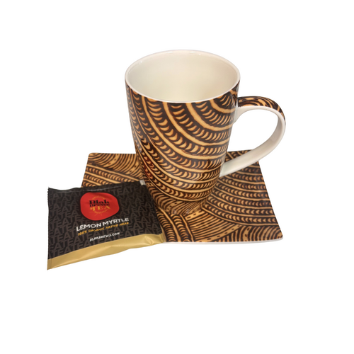 Punu Giftset - Better World Aboriginal Art -  Fine Bone China Mug/Cake Plate/Tea