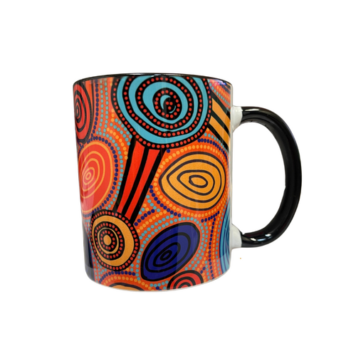 Hogarth Aboriginal Art China Mug - Skipping Stones