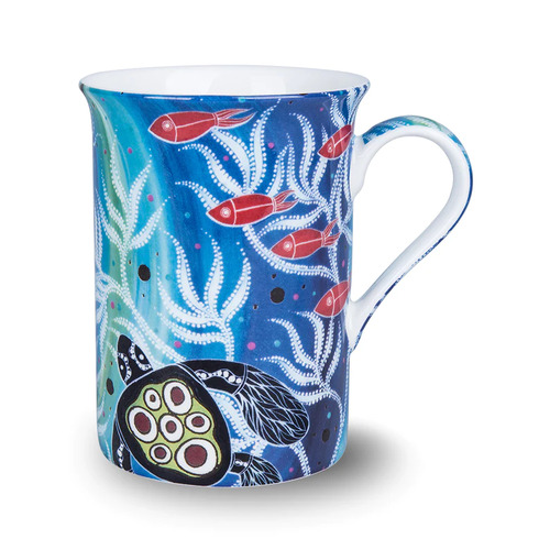 Koh Living Aboriginal Art Fine Bone China Mug (290ml) - Turtles