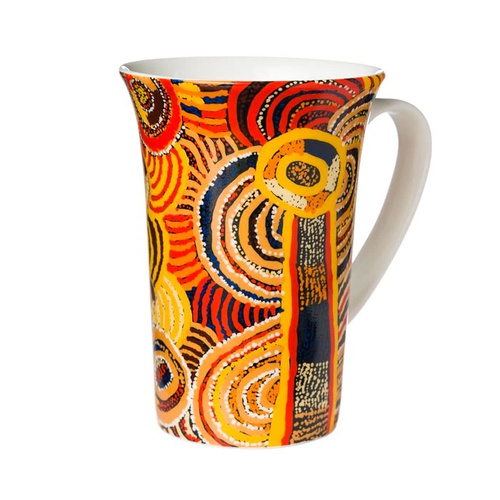 Papulankutja Aboriginal Arts Giftboxed Fine Bone China Mug - Multju (Mulga Country)