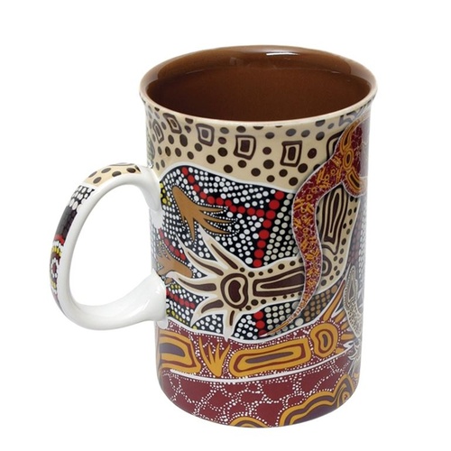 Tobwabba Aboriginal Art Giftboxed Ceramic Mug - Male & Female Goannas