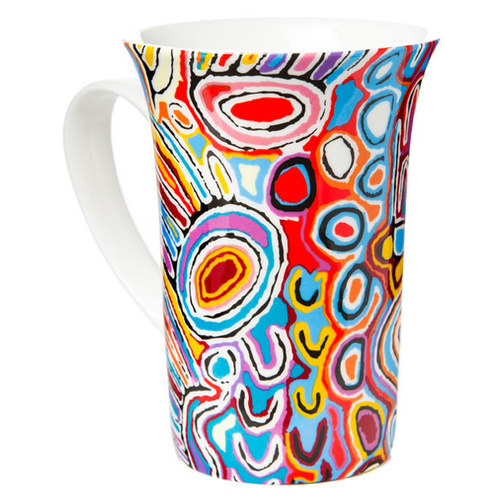 Warlukurlangu Aboriginal Art Giftboxed Mug -  Mina Mina Dreaming (Blue)