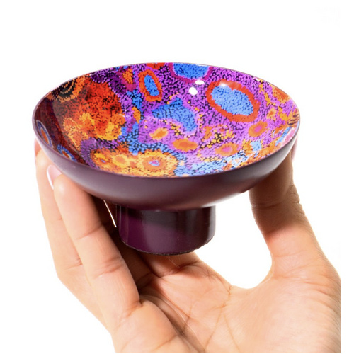 Better World Aboriginal Art - Powder Coated Small Bowl - Seven Sisters
