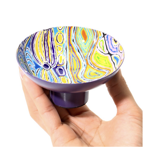 Better World Aboriginal Art - Powder Coated Small Bowl - Mina Mina Jukurrpa