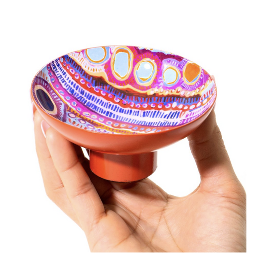 Better World Aboriginal Art - Powder Coated Small Bowl - Two Dogs Dreaming