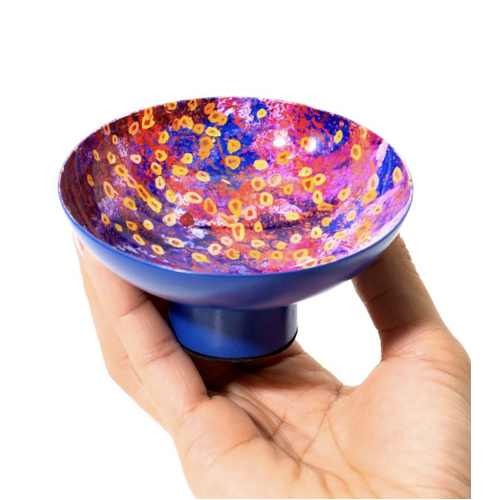 Better World Aboriginal Art - Powder Coated Small Bowl - Brush-tail Possum Dreaming