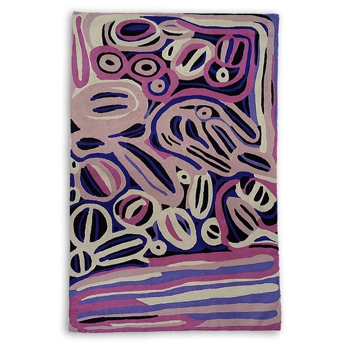 Aboriginal Art Handmade (3'x 2') Wool Rug (Chainstitched) (91cm x 61cm) - The Seven Sisters