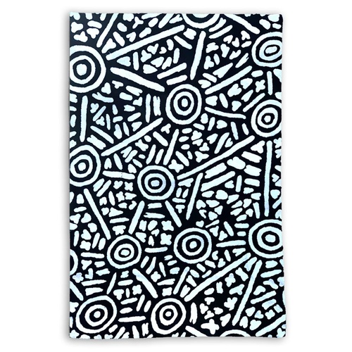 Aboriginal Art Handmade (3'x 2') Wool Rug (Chainstitched) (91cm x 61cm) - Water Dreaming