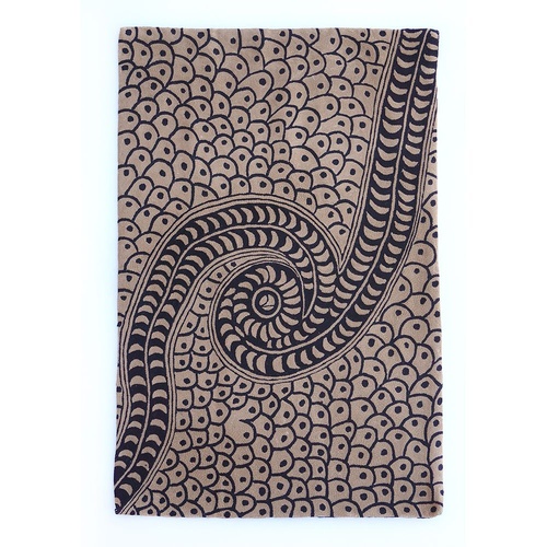 Aboriginal Art Handmade (3'x 2') Wool Rug (Chainstitched) (91cm x 61cm) - Punu