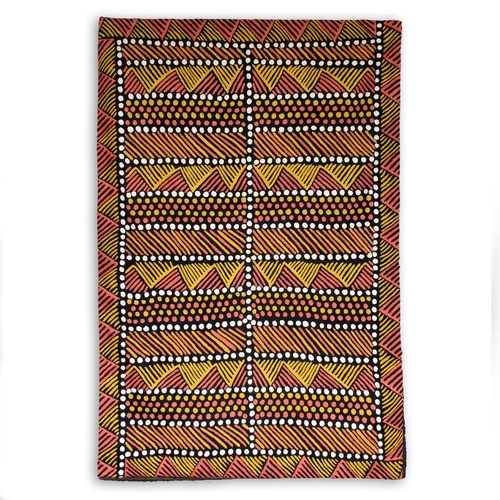 Aboriginal Art Handmade (3'x 2') Wool Rug (Chainstitched) (91cm x 61cm) - Jilamara