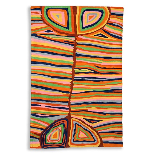 Aboriginal Art Handmade (3'x 2') Wool Rug (Chainstitched) (91cm x 61cm) - Mina Mina