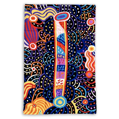 Aboriginal Art Handmade (3'x 2') Wool Rug (Chainstitched) (91cm x 61cm) - Seve