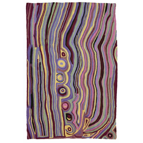 Aboriginal Art Handmade (6'x 4') Wool Rug (Chainstitched) (183cm x 122cm) - Lappi Lappi (Rockholes)