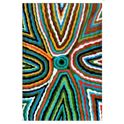 Aboriginal Art Handmade (6'x 4') Wool Rug (Chainstitched) (183cm x 122cm) - The Rockhole
