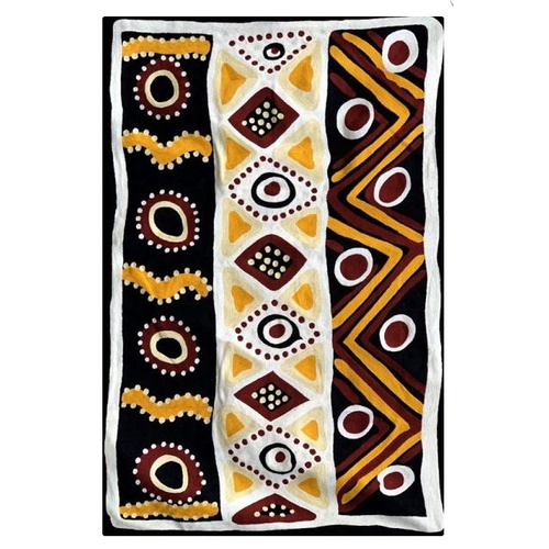Aboriginal Art Handmade (6'x 4') Wool Rug (Chainstitched) (183cm x 122cm) - Bark Painting