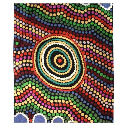 Aboriginal Art Handmade (6'x 4') Wool Rug (Chainstitched) (183cm x 122cm) - Rainbow Rockhole