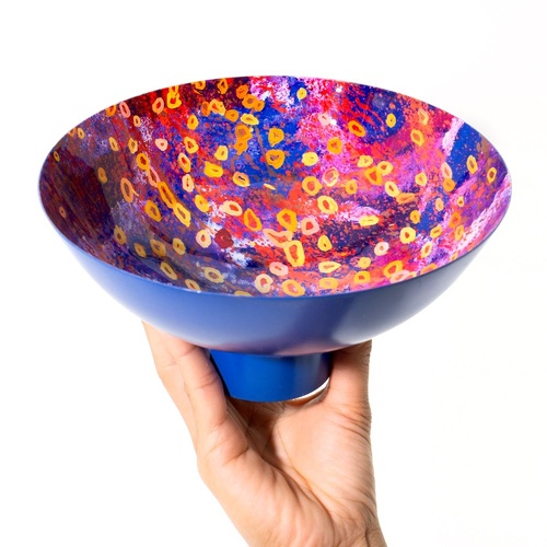 Better World Aboriginal Art - Powder Coated Large Bowl - Brush-tail Possum Dreaming