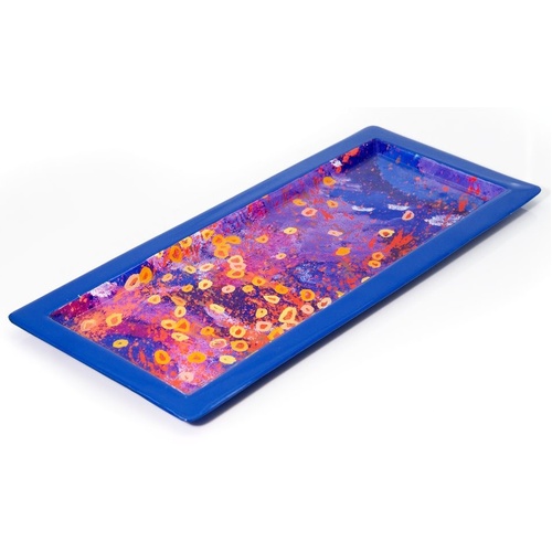 Better World Aboriginal Art Long Steel Platter [36x15cm] - Brush-Tailed Possum