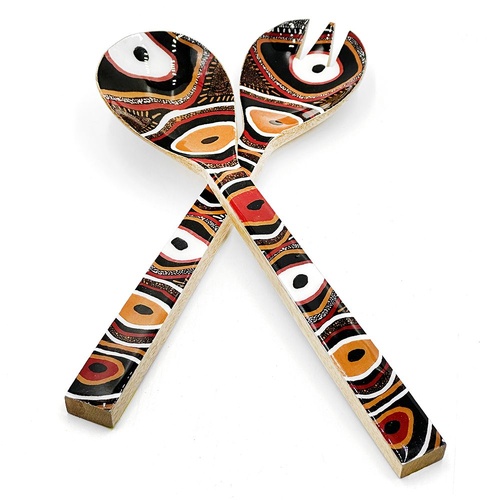 Better World Aboriginal Art Wooden/Resin Salad Server Set (2pce) - Jilamara