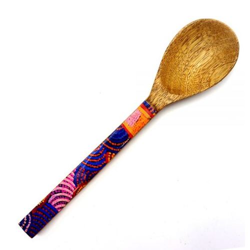 Better World Aboriginal Art Wooden/Resin Serving Spoon - Mulga Country