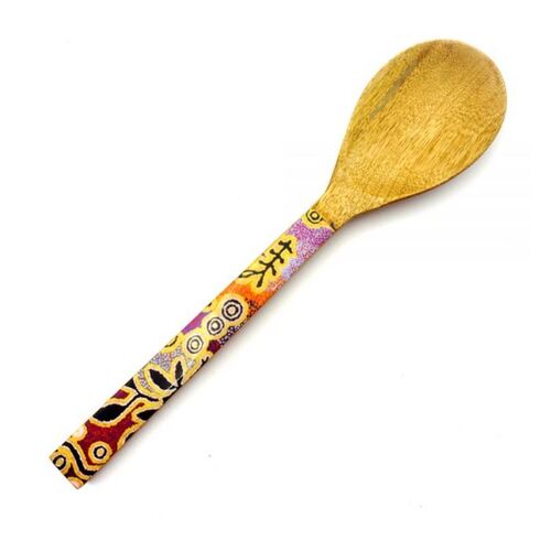 Better World Aboriginal Art Wooden/Resin Serving Spoon - Yam & Bush Tomato Dreaming
