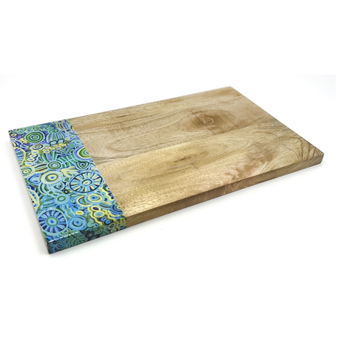 Better World Aboriginal Art Timber Resin Serving Board - Ngarrindjeri Country