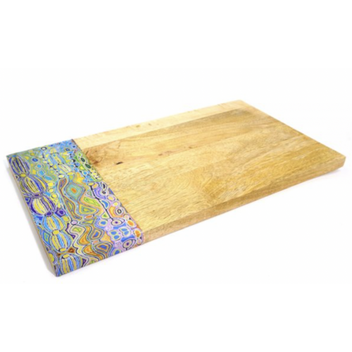 Better World Aboriginal Art Timber Resin Serving Board - Mina Mina Jukurrpa