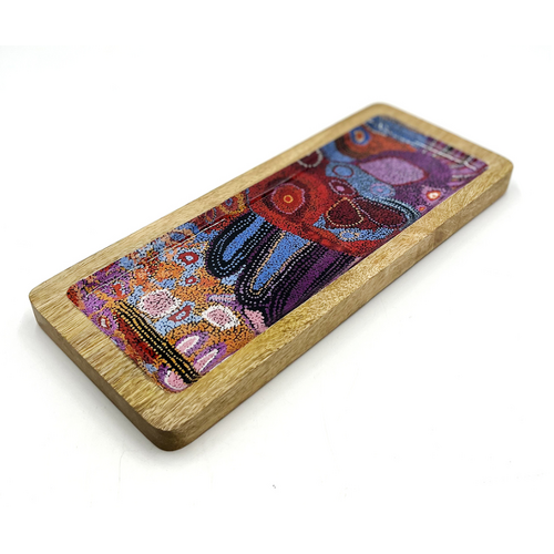 Better World Aboriginal Art Wooden Tray (31cm x 13cm)  - Seven Sisters