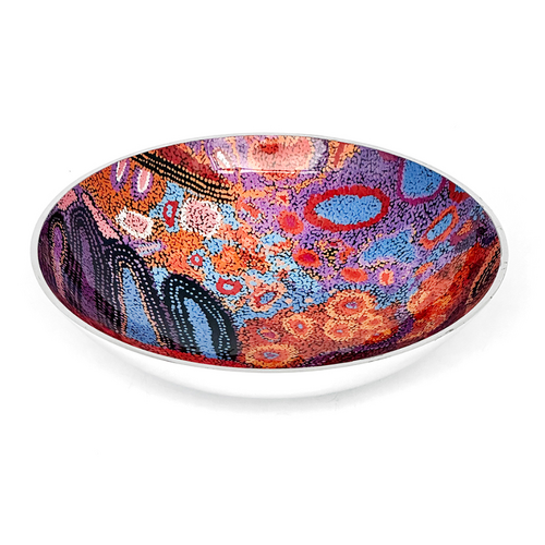 Better World Aboriginal Art - Stainless Steel Small Salad Bowl - Seven Sisters