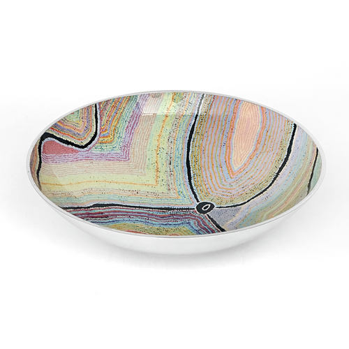 Better World Aboriginal Art - Stainless Steel Small Salad Bowl - Wakirlpirri