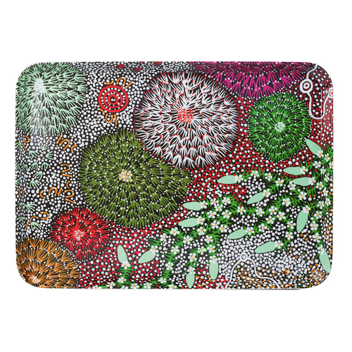 Coral Hayes Pananka Aboriginal Art Melamine Scatter Tray - Gathering Bush Bananas