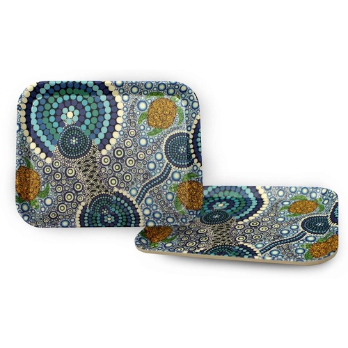 Bunabiri Aboriginal Art Bamboo Enviro Serving Tray - Colours of the Reef