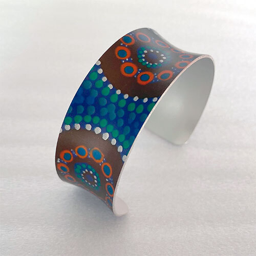 Allegria Handmade Aboriginal Art Bangle - Camping Around Waterholes