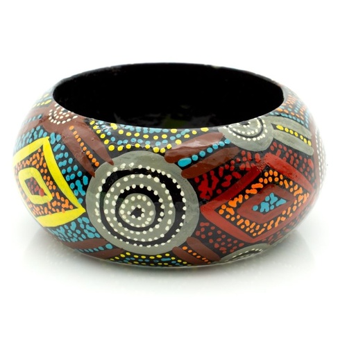 Aboriginal Art Lacquered Bangle (4cm) - Women's Dreaming [size: 71cm]
