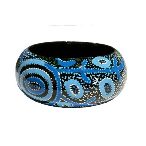 Aboriginal Art Lacquered Bangle (4cm) - Pikilyi Jukurrpa [size: 73mm]