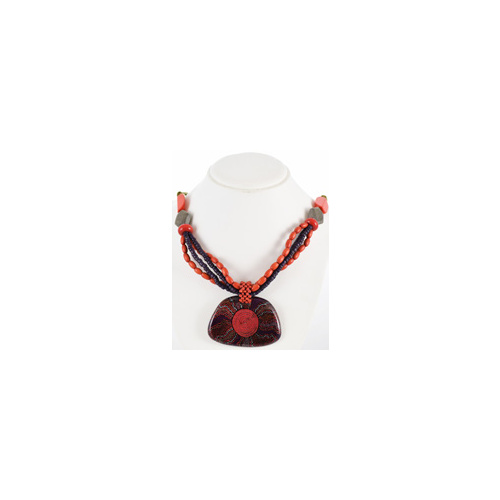 Yijan Aboriginal Art Beaded Pendant Necklace (layered) - Fire N Water