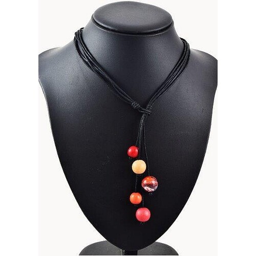 Yijan Aboriginal Art Beaded Pendant Necklace (5 bead) - Waterlillies 
