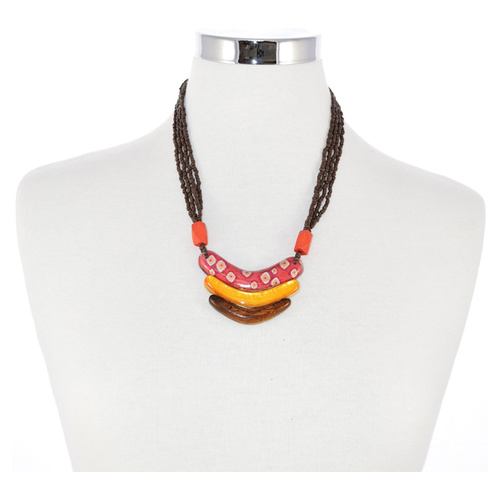 Yijan Aboriginal Art Beaded Pendant Necklace - Desert Blossom 
