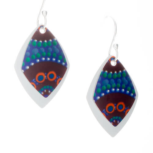 Handmade 2pce Aboriginal Art Aluminium Earrings - Camping Around Waterholes