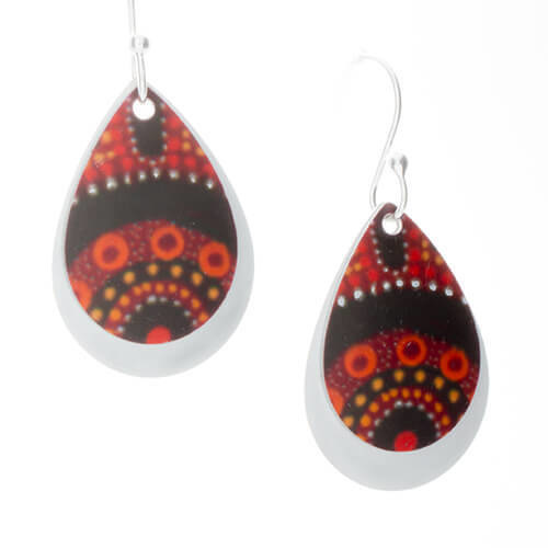 Handmade Aboriginal Art 2pce Aluminium Earrings - Gathering Bushfood