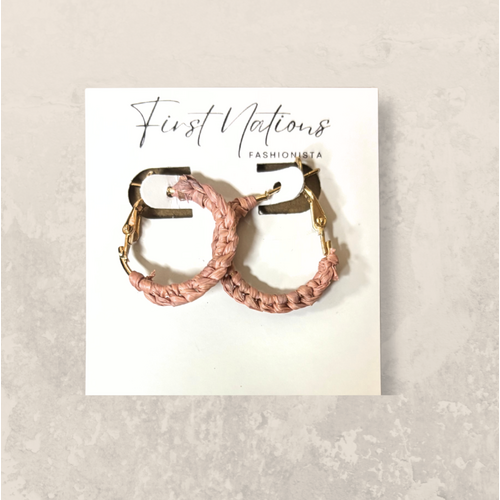 First Nations Fashionista - Handmade Small 2cm Woven Hoop Earrings (Apricot)